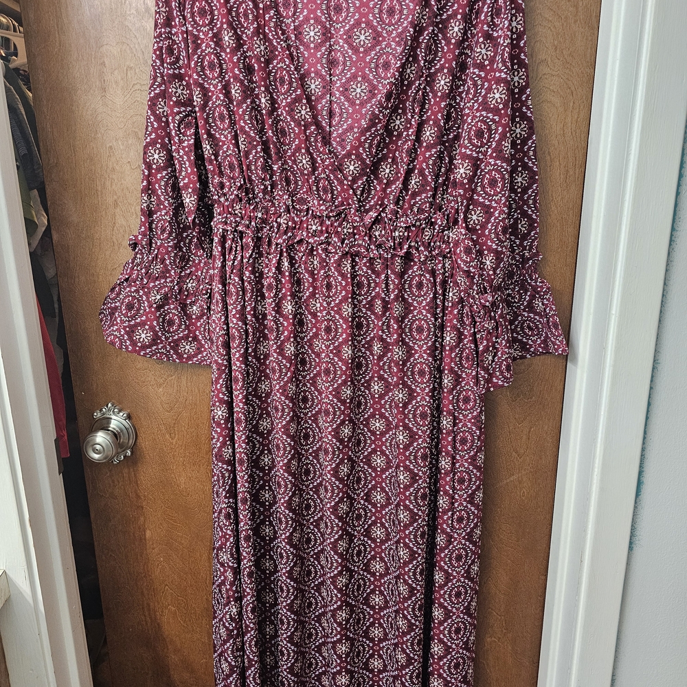 Myra Bag Burgundy Printed  Dress